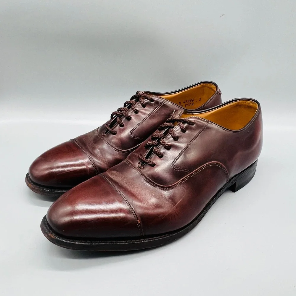 Johnston & Murphy Oxford Mens 9 Bron Leather Cap Toe Optima Dress Shoes Preppy